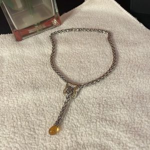 David Yurman Two-Tone Quatrefoil Lariat Adjustable Chain Necklace Citrine